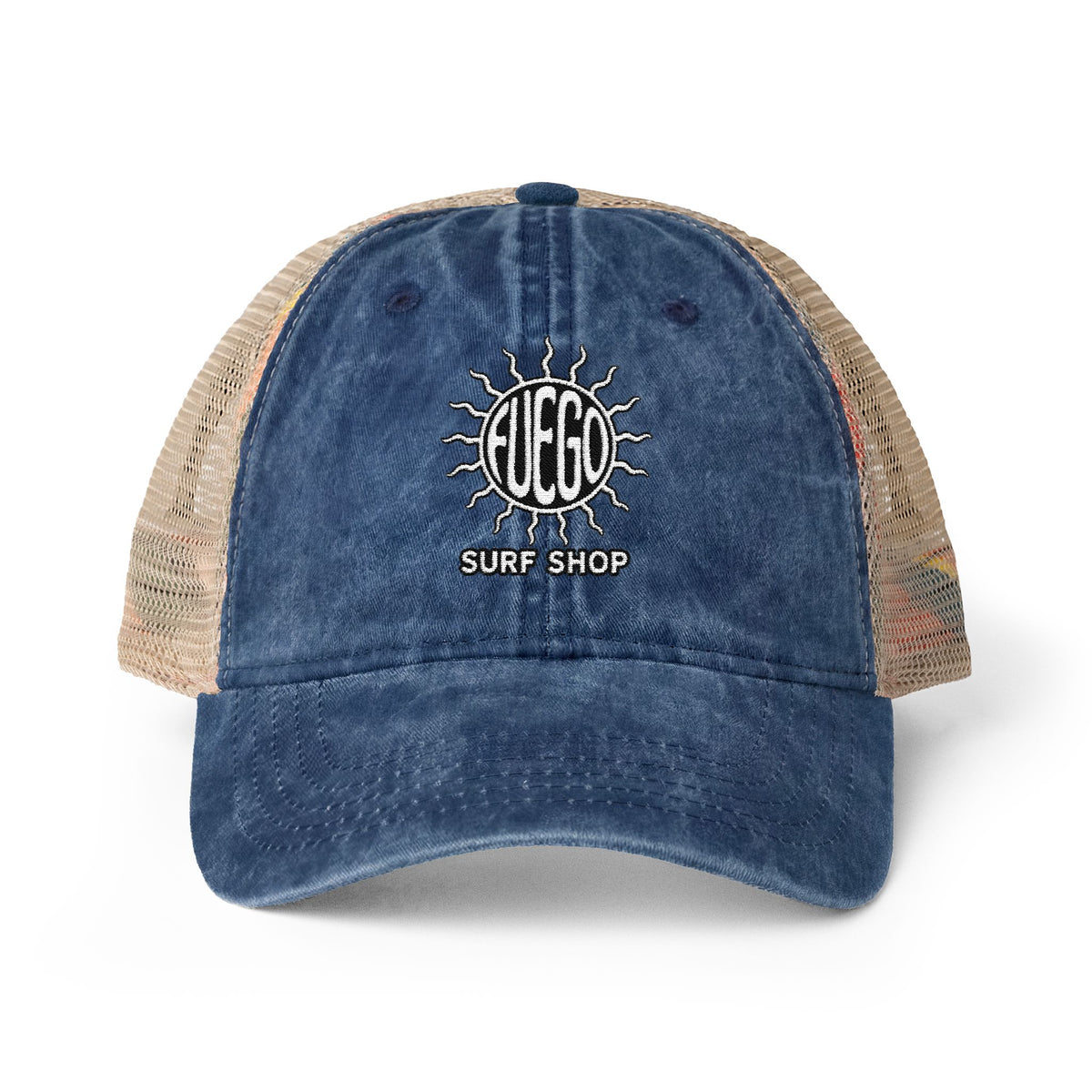 Embroidered Sun Hat with Patterned Underbrim